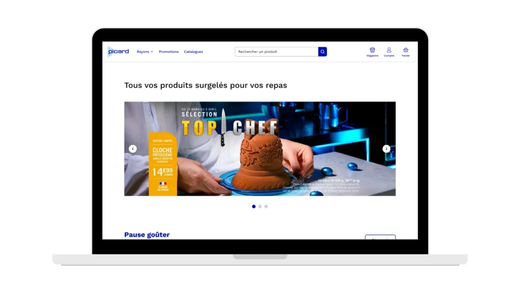 Mockup ordinateur - Refonte de la page d'accueil de Picard