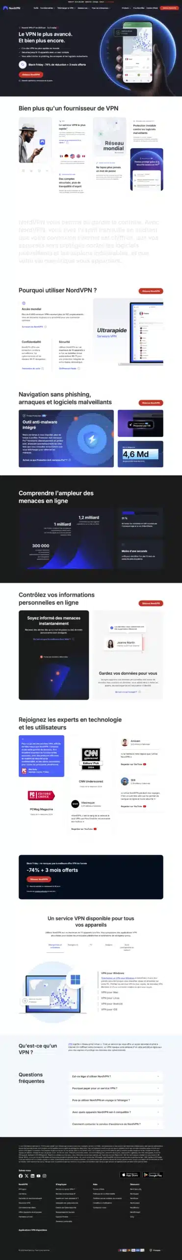 Page d'accueil de NordVPN